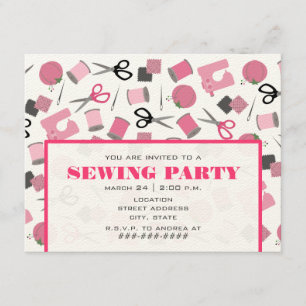 Pink Sewing Party Invitation