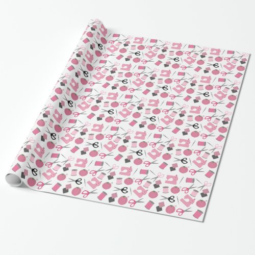 Pink Sewing Theme Pattern Wrapping Paper