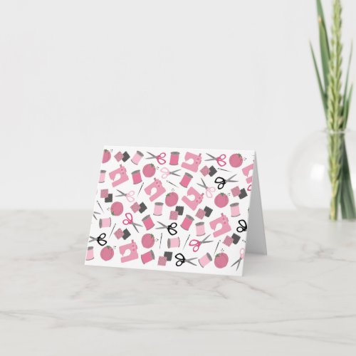 Pink Sewing Themed Notecard
