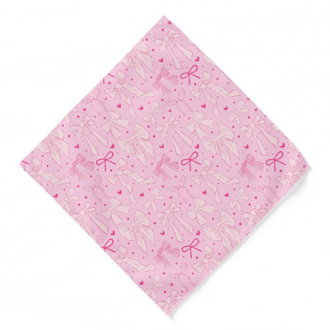 Pink Shabby Chic Bows Pattern Bandana (Front)