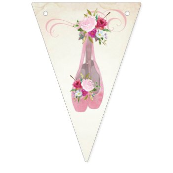 Pink Shabby Chic Floral Ballet Slippers Bunting Flags by VGInvites at Zazzle