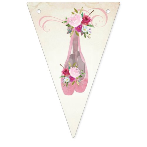 Pink Shabby Chic Floral Ballet Slippers Bunting Flags