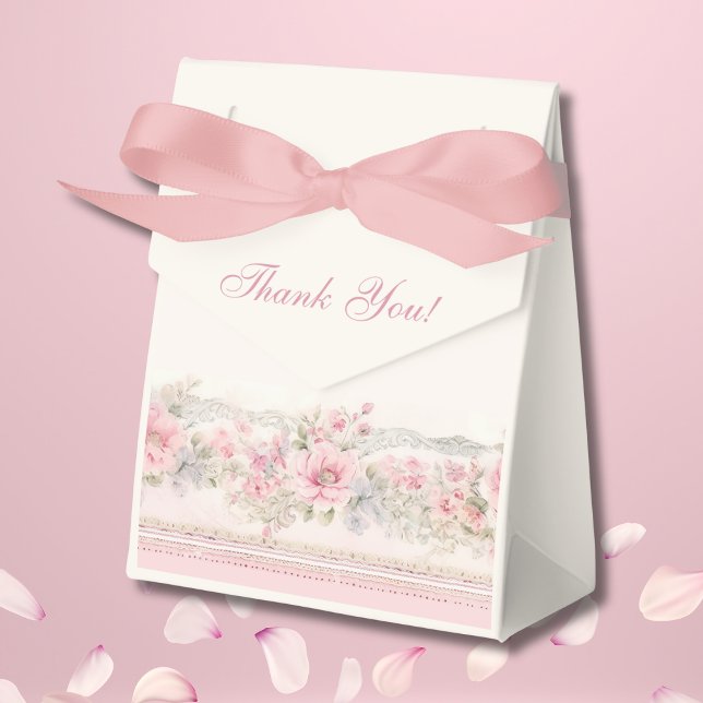 Pink Shabby Chic Floral Christian Baby Shower Favor Boxes (Creator Uploaded)