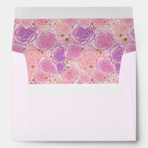 Pink Shabby Chic Glitter Roses Envelope