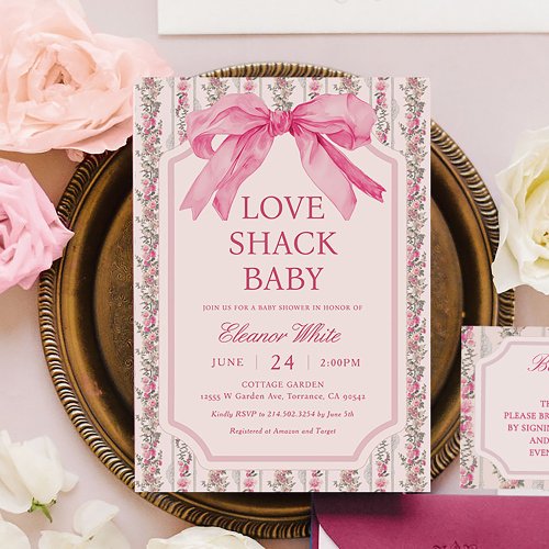 Pink Shabby Chic Love Shack baby Shower Invitation