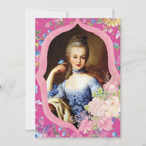 Pink Shabby Chic Marie Antoinette of Versailles Holiday Card