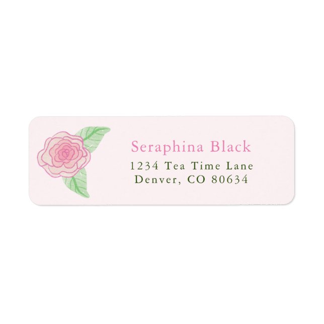 Pink Shabby Chic Rose Return Address Label (Front)