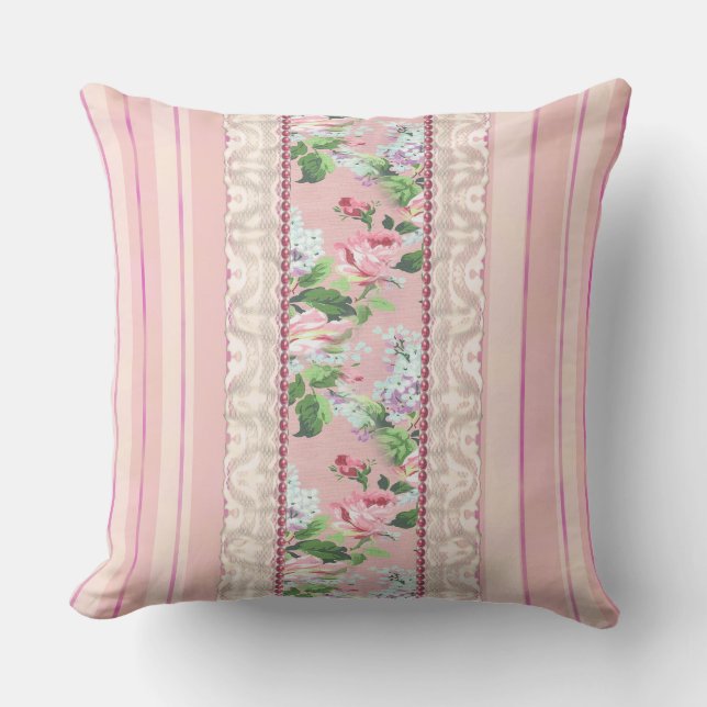 Pink "Shabby Chic" Throw Pillow (Front)