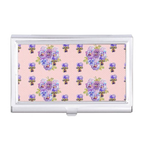 Pink Shabby Pansy floral design Business Card Case