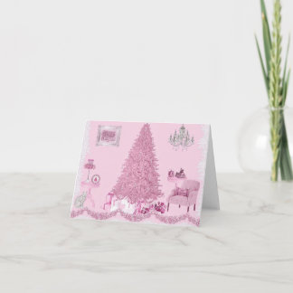 Pink Shabby Room Christmas Holiday Card