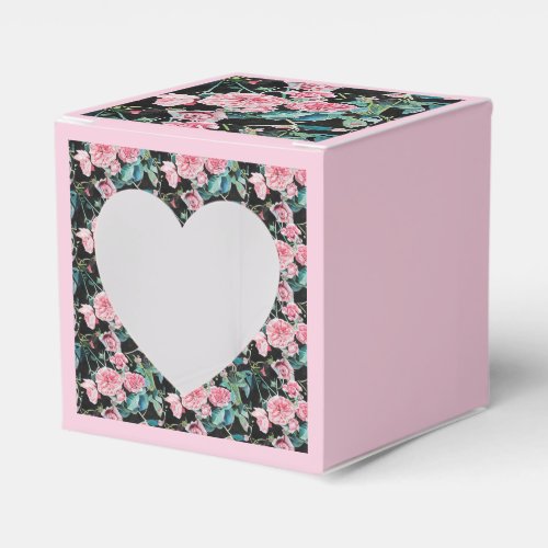 Pink Shabby Rose Floral Tea Party Cake Favor Box