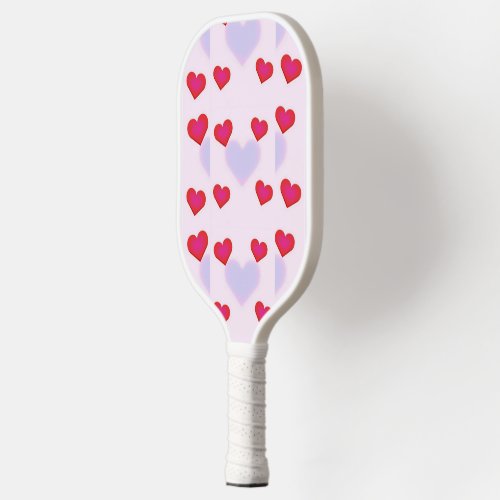 Pink shaded hearts pattern pickleball paddle