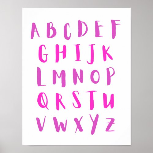 Pink Shades Alphabet Capital Letters Kids Room Poster