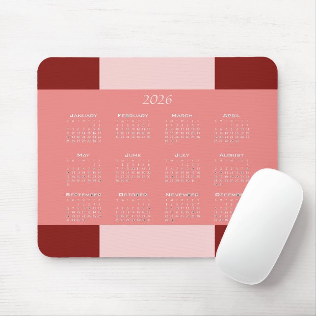 Pink shades business calendar mouse pad (With Mouse)