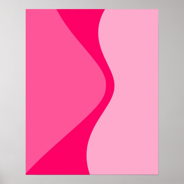 Pink Shades Curved Geometric Shapes Poster (Front)
