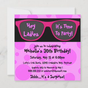 Pink Shades Custom Birthday Party Invitations