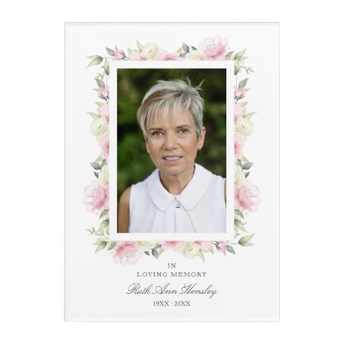 Pink Shades Garland In Loving Memory Photo Funeral Acrylic Print