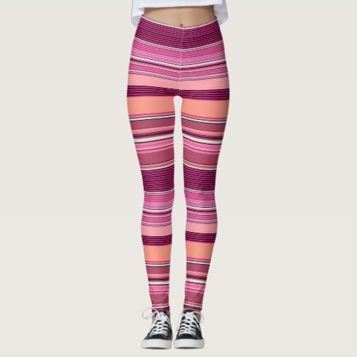 Pink Shades Illusion Stripe Leggings Psydefx