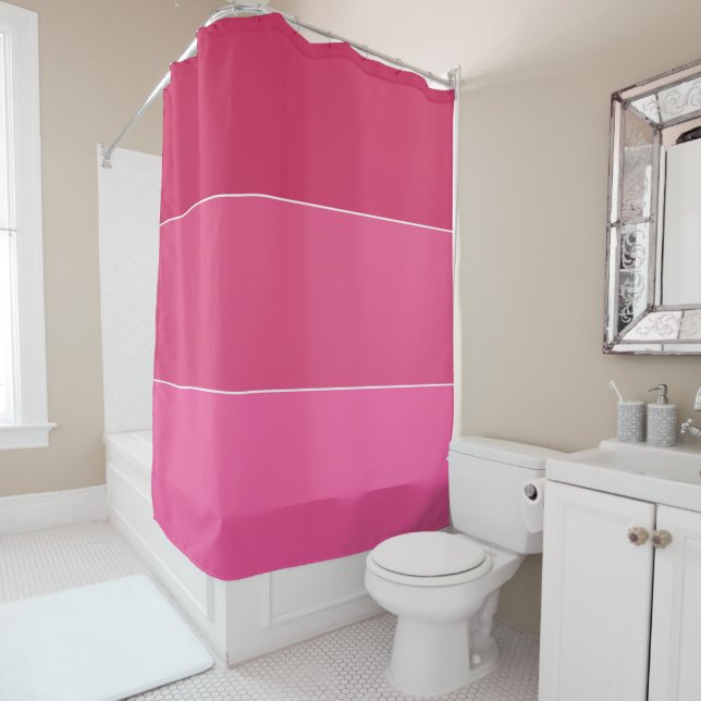 Pink Shades of Hawaii Stripes Shower Curtain (In Situ)