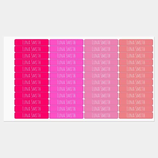 Pink Shades School Class Clothing Kids' Labels (Sheet)