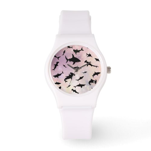 Pink shadow fish shark on gradient galaxy Space Watch