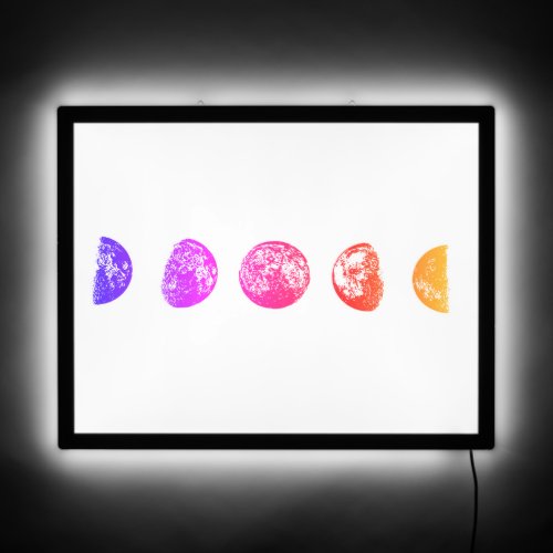 Pink Shadow Moon Phases LED Sign