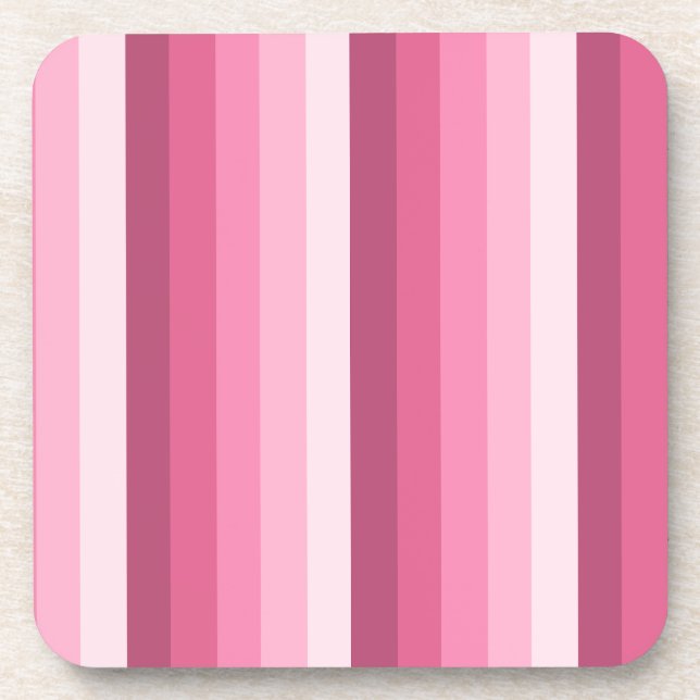 Pink shadow stripes beverage coaster (Front)