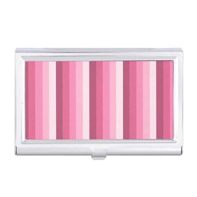 Pink shadow stripes business card case (Front)