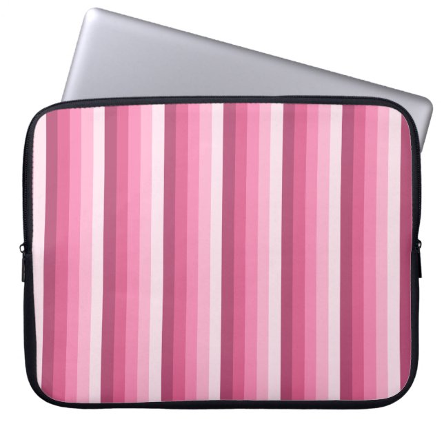 Pink shadow stripes laptop sleeve (Front)