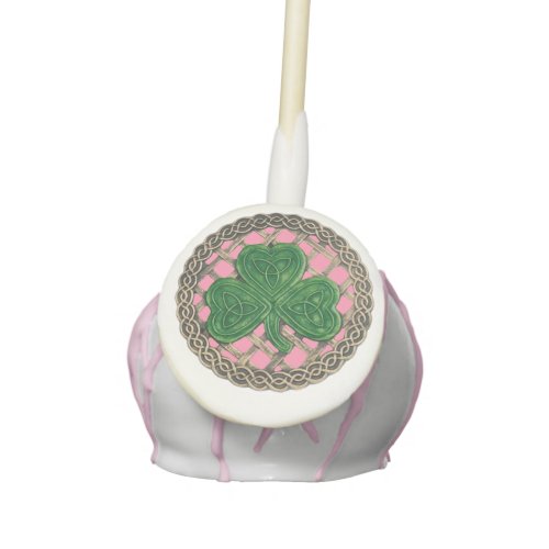 Pink Shamrock On Celtic Knots Cake Pops