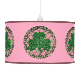 Pink Shamrock On Celtic Knots Ceiling Lamp