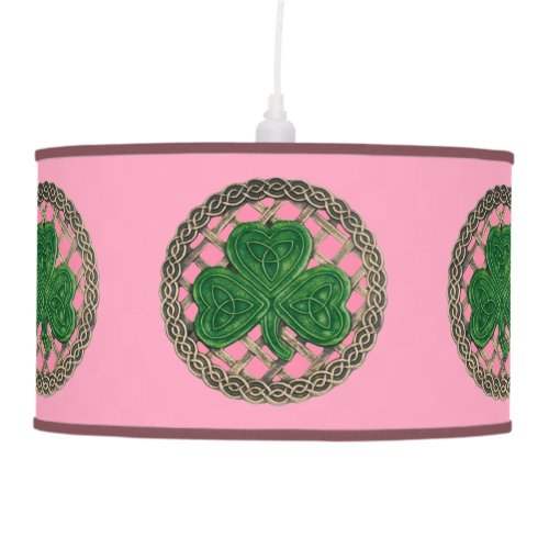 Pink Shamrock On Celtic Knots Ceiling Lamp