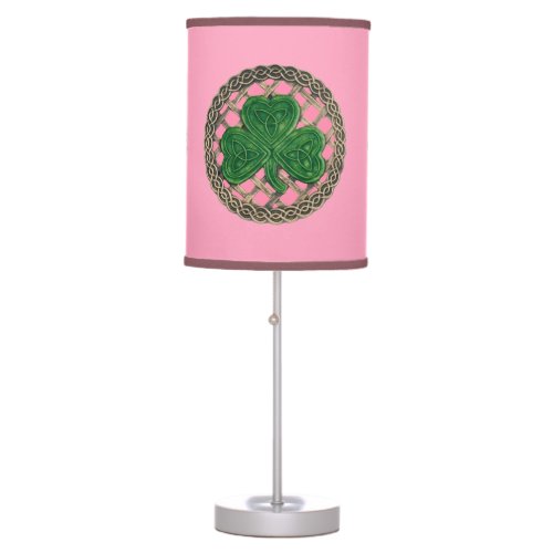 Pink Shamrock On Celtic Knots Desk Lamp