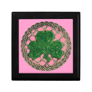 Pink Shamrock On Celtic Knots Gift Box