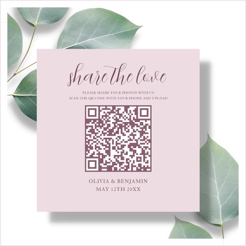 Pink  Share The Love QR Code Enclosure Card