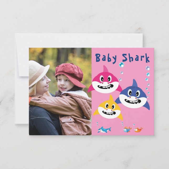 Pink Shark 🦈 1st Birthday Fun Amazing Party Invitation (Front)