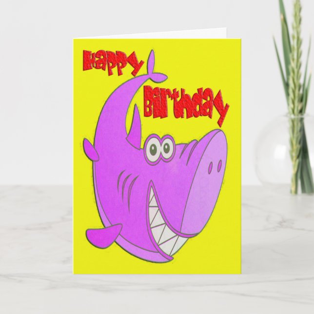 Pink Shark Birthday Card (Front)