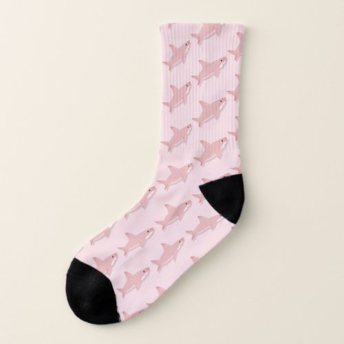 Pink Shark Cartoon All_Over_Print Socks