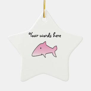 Pink shark ceramic ornament