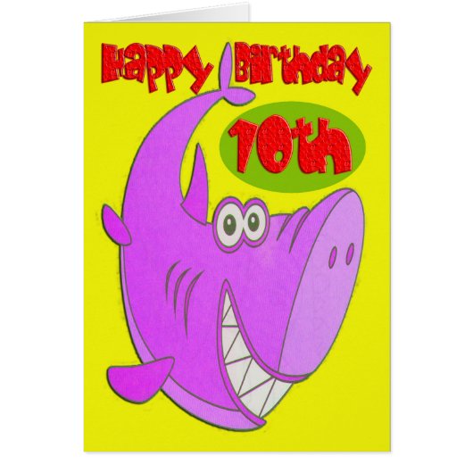 Pink Shark Tenth Birthday Cards (Front)