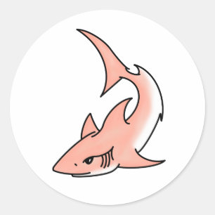 pink shark week cartoon tattoo art ocean animal classic round sticker