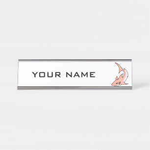 pink shark week cartoon tattoo art ocean animal desk name plate