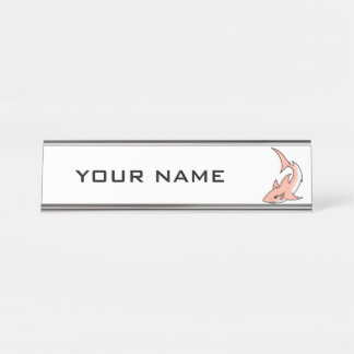 pink shark week cartoon tattoo art ocean animal  desk name plate