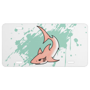 pink shark week cartoon tattoo art ocean animal  license plate