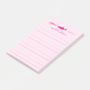 Pink Sharks Cute Kid's Post-it Notes