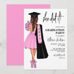 Pink She Did It Graduation Party Invitation
