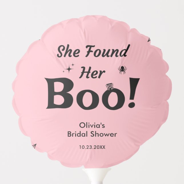Pink She Found Her Boo Halloween Bridal Shower  Balloon (Front)