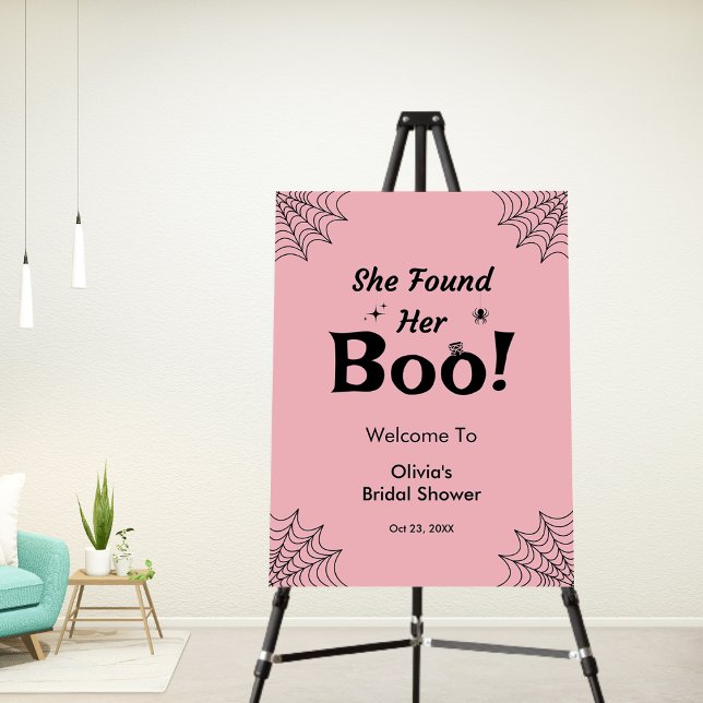 Pink She Found Her Boo Halloween Bridal Shower  Foam Board (Pink She Found Her Boo Halloween Bridal Shower Welcome Sign )
