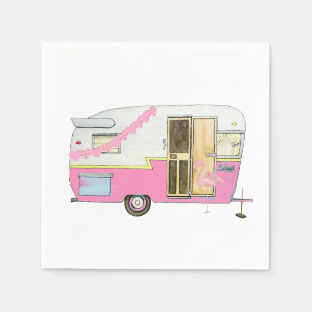 Pink She Shed Camper Trailer Napkins (Front)
