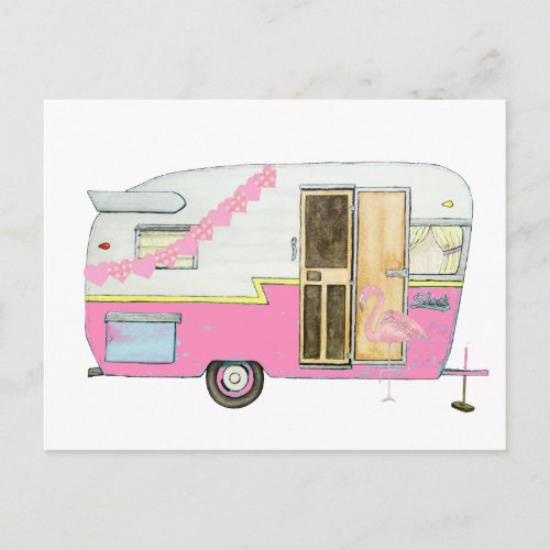 Pink She Shed Camper Trailer Postcard